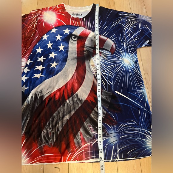 Spirit Of America Mens Eagle Flag  Lightweight T-Shirt size Large Red/White/Blue - Picture 6 of 8